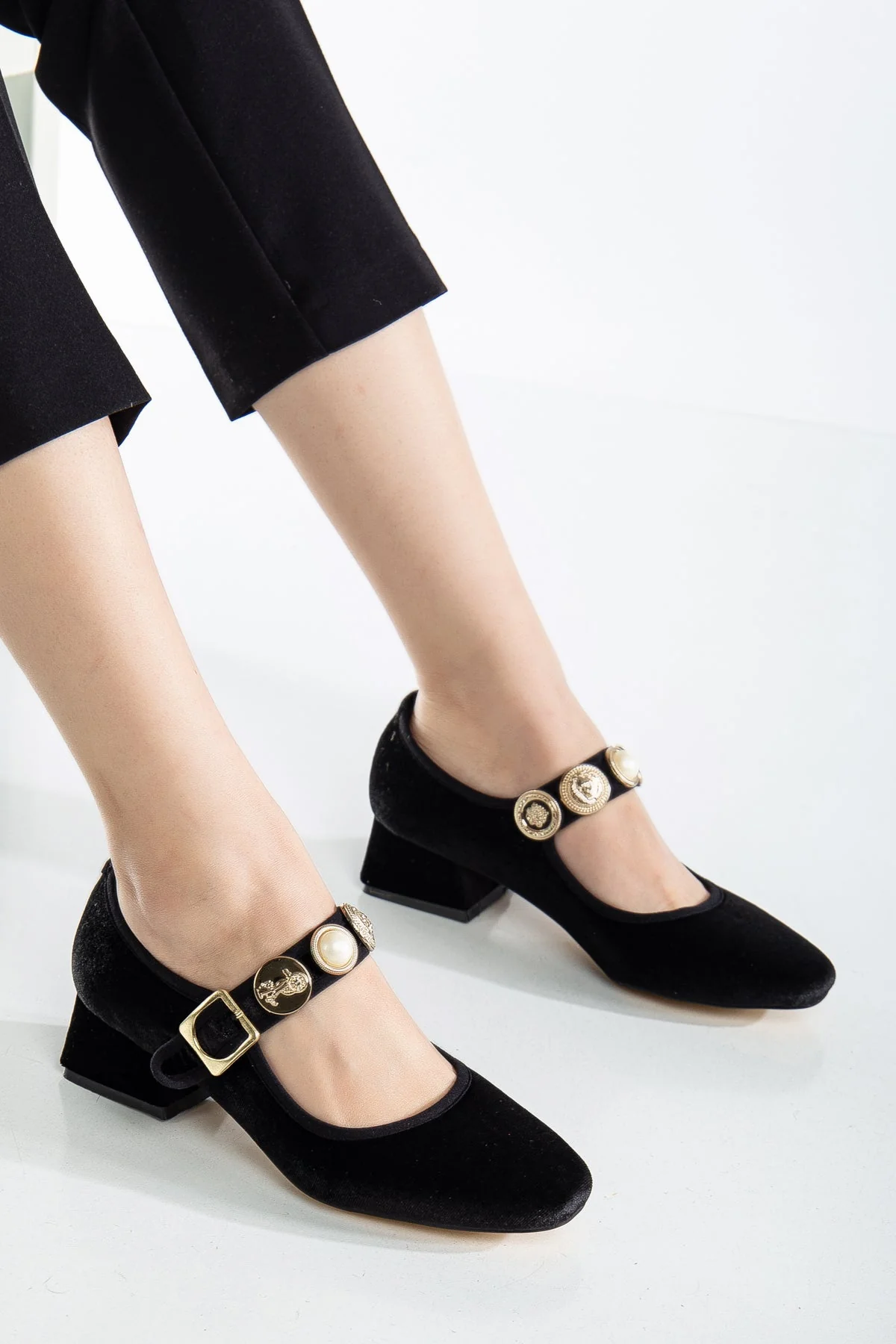Macbeth - Black Velvet Mary Jane Shoes - Image 3